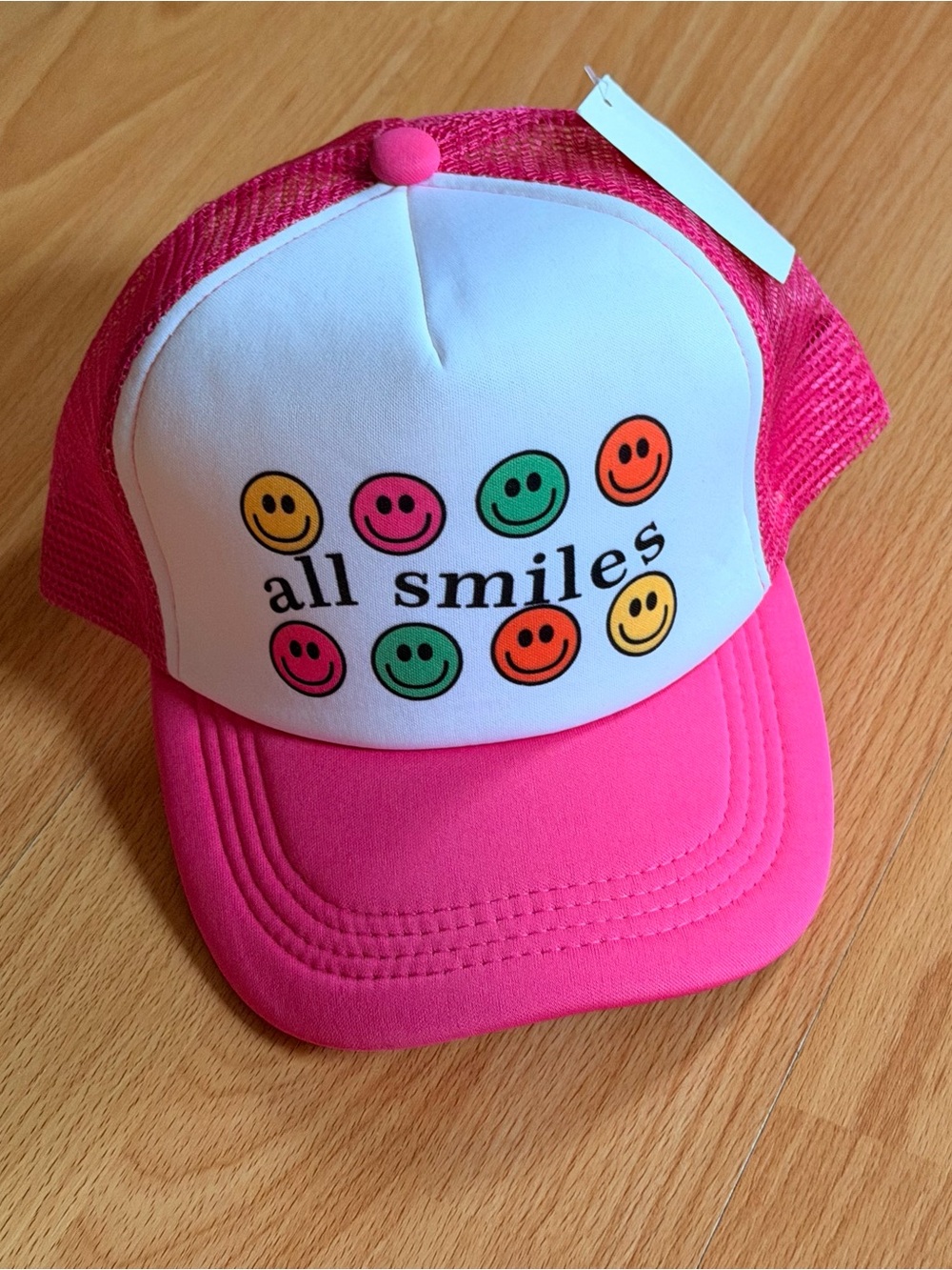 All Smiles Pink Mesh Trucker Hat